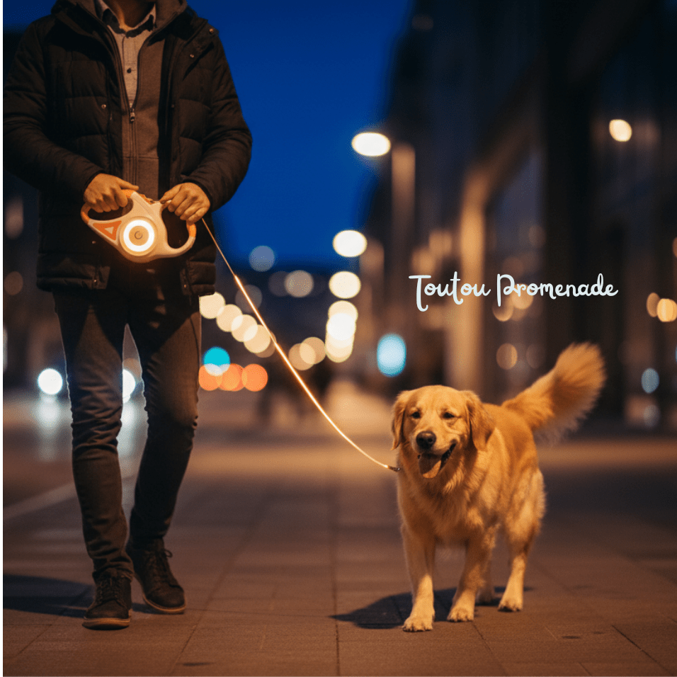Laisse rétractable LED pour chien – Sécurité et liberté