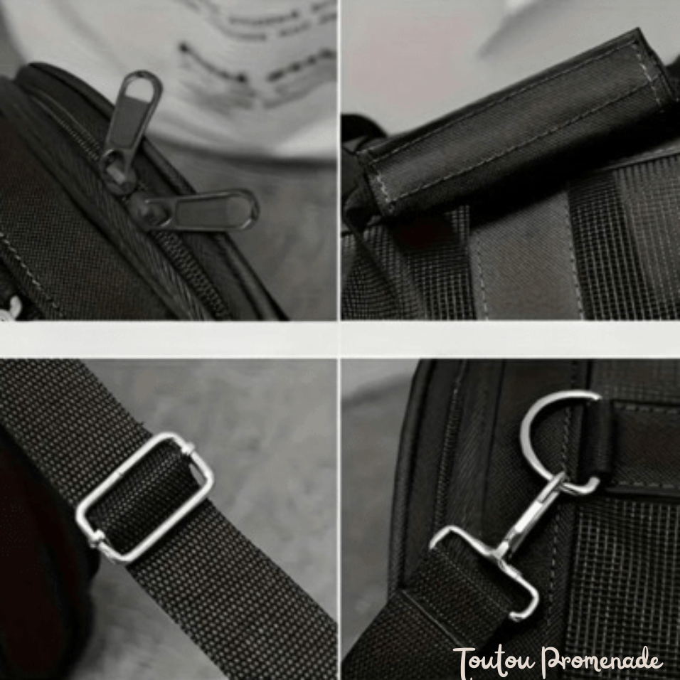 Sac de transport MeshPetCarrier noir avec panneaux mesh respirants pour petits chiens