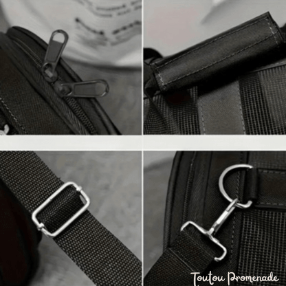 Sac de transport MeshPetCarrier noir avec panneaux mesh respirants pour petits chiens