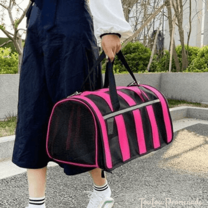 Sac de transport MeshPetCarrier rose avec panneaux mesh respirants pour petits chiens 